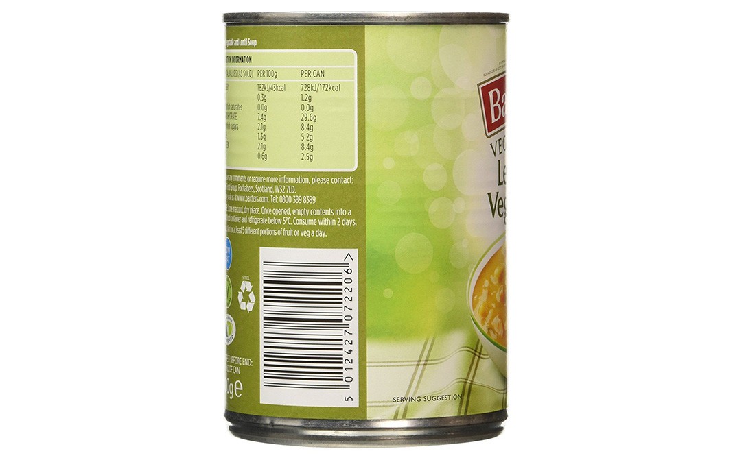 Baxters Vegetarian Lentil & Vegetable   Tin  400 grams